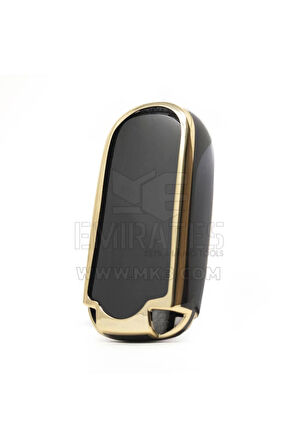 Fiat Egea Cross 500x Uyumlu 500l 5 Buton Nano Anahtar Kılıfı Siyah Gold Altın Renk