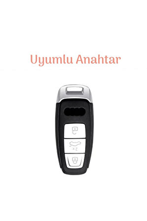 Lüx Audi A3 2021-2022 A6l A7 A8 Q8 E Tron C8 D5 Nano Anahtar Kılıfı Siyah Gold Altın Renk