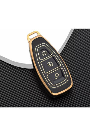 Lüx Ford Focus Fiesta Kuga Mondeo Smax Cmax Ecosport Nano Anahtar Kılıfı Siyah Gold Altın Renk