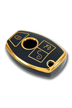 Lüx Mercedes Benz 2001-2016 Arası Be Tipi Nano Anahtar Kılıfı Siyah Gold Altın Renk