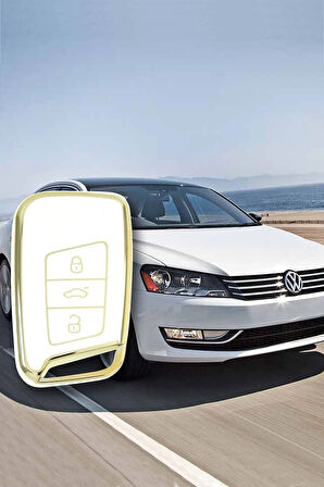 Lüx Volkswagen Passat B8 Smart Nano Beyaz Oto Anahtar Kumanda Kabı Kılıfı 1.ci Kalite