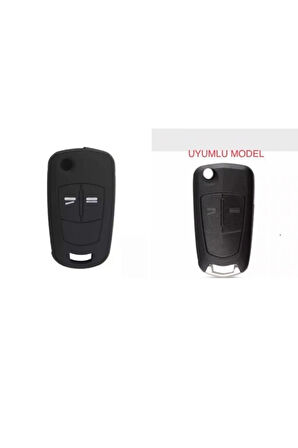 Opel Astra H Corsa D Uyumlu Anahtar Silikon Kılıfı 2 Tuşlu Model Siyah Renk 1.ci Kalite