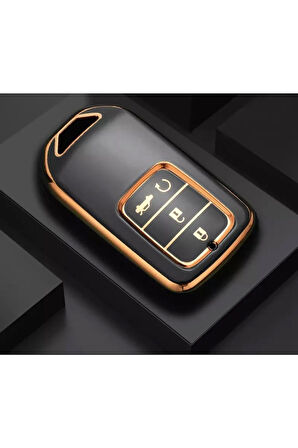 Honda Crv Hrv Accord 3+1 Buton Anahtar Kılıfı Siyah Gold Altın Renk