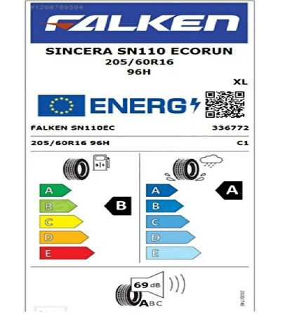 Falken 205/60 R16 TL 96H XL SINCERA SN110 ECORUN Oto Yaz Lastiği (Üretim Tarihi:2025)