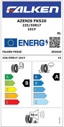 Falken 225/55 R17 TL 101Y XL AZENIS FK520 Oto Yaz Lastiği (Üretim Yılı:2025)