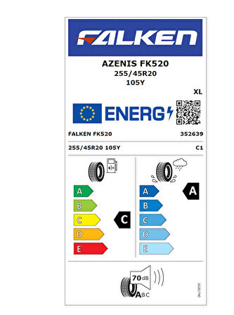 Falken 255/45 R20 TL 105Y AZENİS FK520 SUV Yüksek Performans Yaz Lastiği (Üretim 2025)