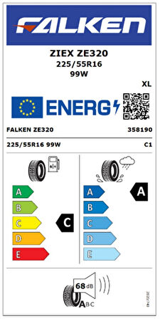 Falken 225/55 R16 TL 99W XL ZIEX ZE320 Oto Yaz Lastiği (Üretim Tarihi:2025)