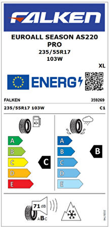 Falken 235/55 R17 TL 103W XL EUROALL SEASON AS220 PRO Oto 4 Mevsim Lastiği (Üretim Tarihi:2025)