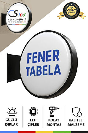 Fener Tabela 80 CM – Çift Taraflı Vakum Pleksi, Mercekli LED Aydınlatmalı, Alüminyum Gövde, Dış Mekan Dayanıklı Işıklı Tabela
