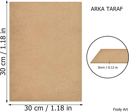 3 mm 30x50 MDF Plaka (4 ADET) - Hobi, Maket, Ahşap El Sanatları İçin Uygun (4`lü Paket)