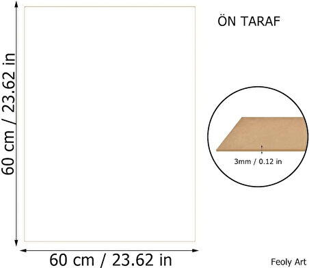 3 mm 60x60 MDF Plaka (2 ADET) - Hobi, Maket, Ahşap El Sanatları İçin Uygun (2`li Paket)