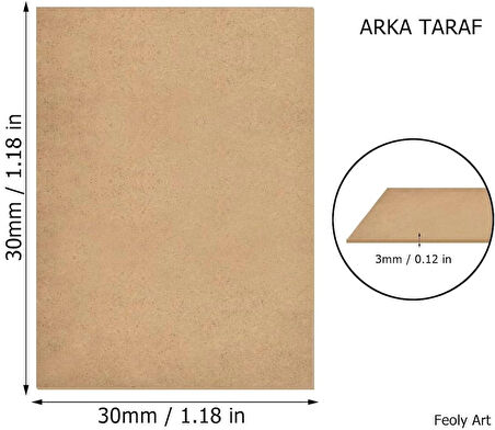 3 mm 30x30 MDF Plaka (10 ADET) - Hobi, Maket, Ahşap El Sanatları İçin Uygun (10`lu Paket)