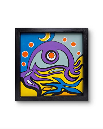 Modern Soyut Tablo – El Boyaması – 22x22 Ev Dekorasyon Tablosu – MDF Üzeri Akrilik