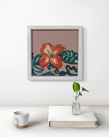 Modern Soyut Tablo – El Boyaması – 22x22 Ev Dekorasyon Tablosu – MDF Üzeri Akrilik