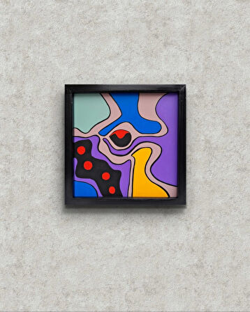 Modern Soyut Tablo – El Boyaması – 22x22 Ev Dekorasyon Tablosu – MDF Üzeri Akrilik