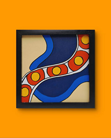 Modern Soyut Tablo – El Boyaması – 22x22 Ev Dekorasyon Tablosu – MDF Üzeri Akrilik