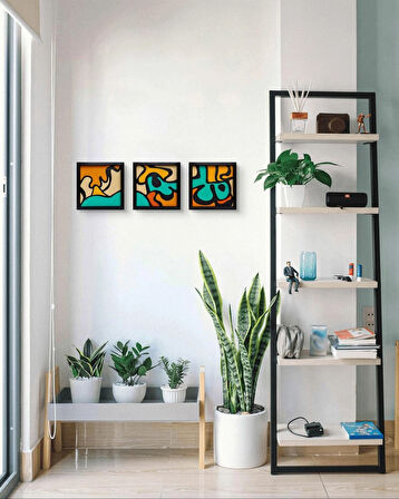 Modern Soyut Tablo – El Boyaması – 22x22 Ev Dekorasyon Tablosu – MDF Üzeri Akrilik
