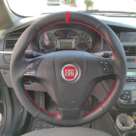 Fiat Linea (Noktalı Karbon Yüzüklü) Araca Özel Direksiyon Kılıfı