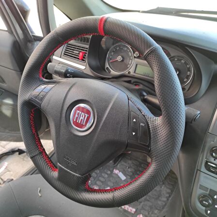 Fiat Linea (Noktalı Karbon Yüzüklü) Araca Özel Direksiyon Kılıfı