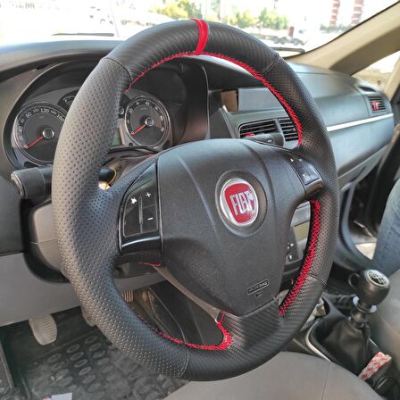 Fiat Linea (Noktalı Karbon Yüzüklü) Araca Özel Direksiyon Kılıfı