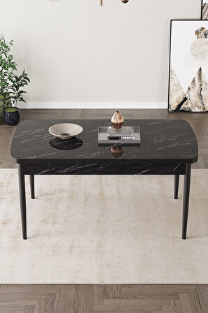  Fiona 80x132 Mdf Masa Metal Ayaklı Açılabilir Üst Kalite Mutfak Masası, Yemek Masası, Salon Masası