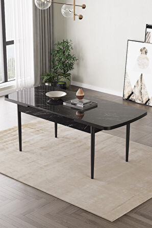  Fiona 80x132 Mdf Masa Metal Ayaklı Açılabilir Üst Kalite Mutfak Masası, Yemek Masası, Salon Masası