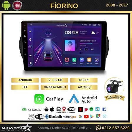 Fiat Fiorino 2+32GB Kablosuz Carplay 2008-2017 Android 13 Navigasyon Multimedya Sistemi 