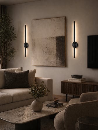 Flame Siyah Sarjlı Led Aplik | 8W | 3200K Gün Işığı | 75cm | Duvar Tipi /Tablo Dekoratif Işık