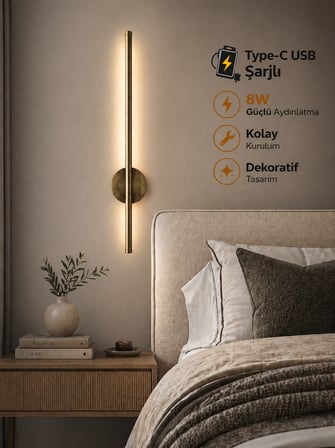 Flame Eskitme Sarjlı Led Aplik | 8W | 3200K Gün Işığı | 75cm | Duvar Tipi /Tablo Dekoratif Işık