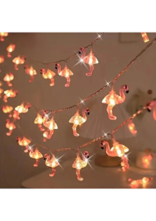 Bak Gel Al Pembe Flamingo Figürlü 10 Lu LED Işık Zinciri | Pilli Dekoratif Aydınlatma – Oda, Parti Işığı, Yılbaşı Işığıve Masa Dekoru