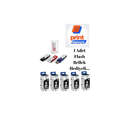 Epson 110 / M2120 Siyah Orjinal Mürekkep 5'Lİ Avantaj Paket Flash Usb Bellek Hediyeli