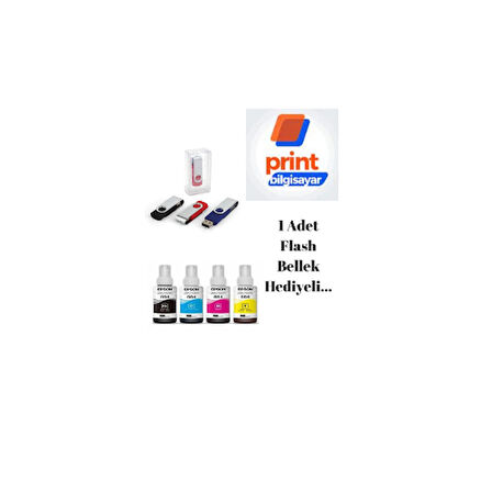Epson T6641/T6642/T6643/T6644 / L100 Orjinal Mürekkep Takımı Flash Usb Bellek Hediyeli