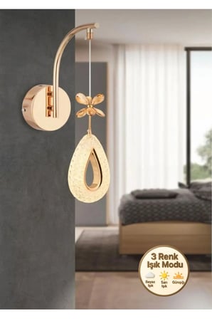 damla model tekli gold 3 renk modu kristal taşlı salon mutfak yatak çocuk odası aplik