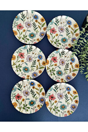 Flora 20 cm 6 adet servis pasta tabağı