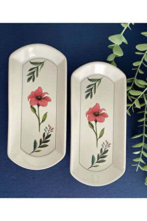Flora 2 Adet Oval Kahvaltı Sunum Tabağı