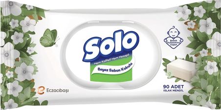 Solo Islak Havlu Beyaz Sabun Kokulu 90 Yaprak (6 adet) Bebek Kullanımına Uygun