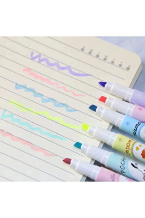 6'lı Fosforlu Kalem Seti - Sanrio Karakterleri, Kuromi, Hello Kitty