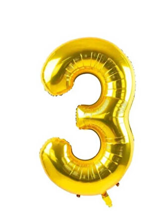 3 Rakam Balon GOLD Renk Folyo Balon 82 cm 34 inç Helyum Balon 3 Yaş Balon GOLD 3 Sayı