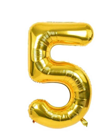 5 Rakam Balon Gold Renk Folyo Balon 82 cm 34 inç Helyum Balon 5 Yaş Balon Gold 5 Sayı