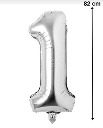 1 Rakam Balon Gümüş Renk Folyo Balon 82 cm 34 inç Helyum Balon 1 Yaş Balon GÜMÜŞ 1 Sayı