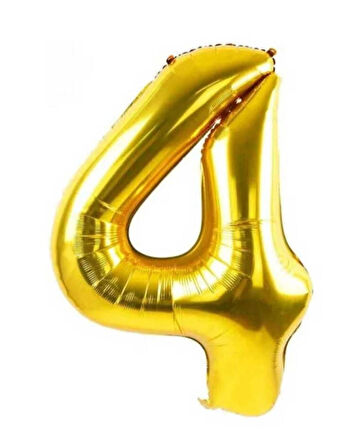 4 Rakam Balon Gold Renk Folyo Balon 82 Cm 34 İnç Helyum Balon 4 Yaş Balon Gold 4sayı