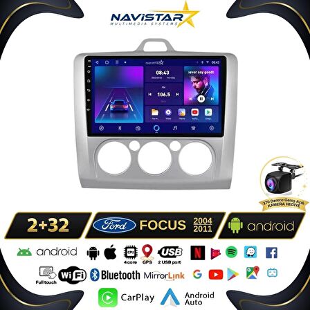 Ford Focus 2 Manuel Klima 2+32GB Kablosuz Carplay Android 13 Navigasyon Multimedya Sistemi