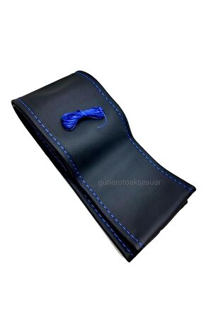 Ford Focus 3 Uyumlu Dikmeli Direksiyon Kılıfı Soft Siyah Deri Mavi Ipli A Plus ( 38×10.5cm )
