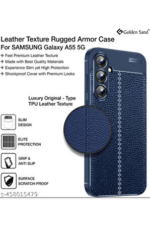 Samsung A55 UyumluDeri Görünümlü Tam Koruma Şık Kılıf Case