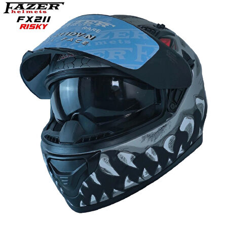 Forza Risky Full Face ( Kapalı ) Güneş Vizörlü ( Gözlüklü ) Motorsiklet Kaskı