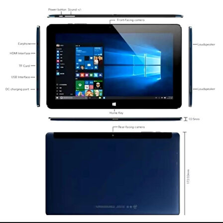 10.6 inç 4GB RAM 64GB ROM IWork11 Tablet PC 1920x1080 piksel Intel WINDOWS 10 