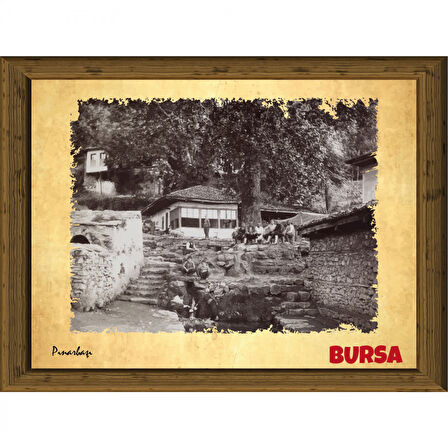 Eski Bursa 13,5x18 cm Çerçeve Görünümlü 5'li Ahşap Tablo Seti, Siyah Beyaz Tablo