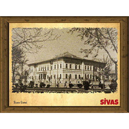 Eski Sivas 13,5x18 cm Çerçeve Görünümlü 5'li Ahşap Tablo Seti, Siyah Beyaz Tablo