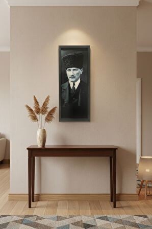Atatürk Tablosu - 25x60 cm Dikey UV Baskılı MDF Atatürk Poster Tablo