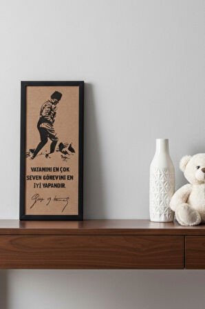 Atatürk Tablosu 60x25 Atatürk Köşesi için Kocatepe Siluet UV Baskılı Ahşap Çerçeveli Dekoratif Tablo